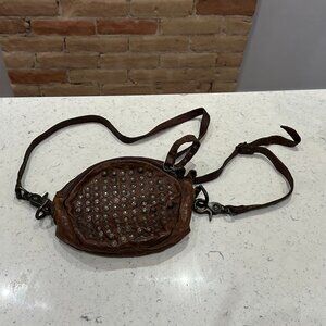 FRYE brown leather studded cross body bag